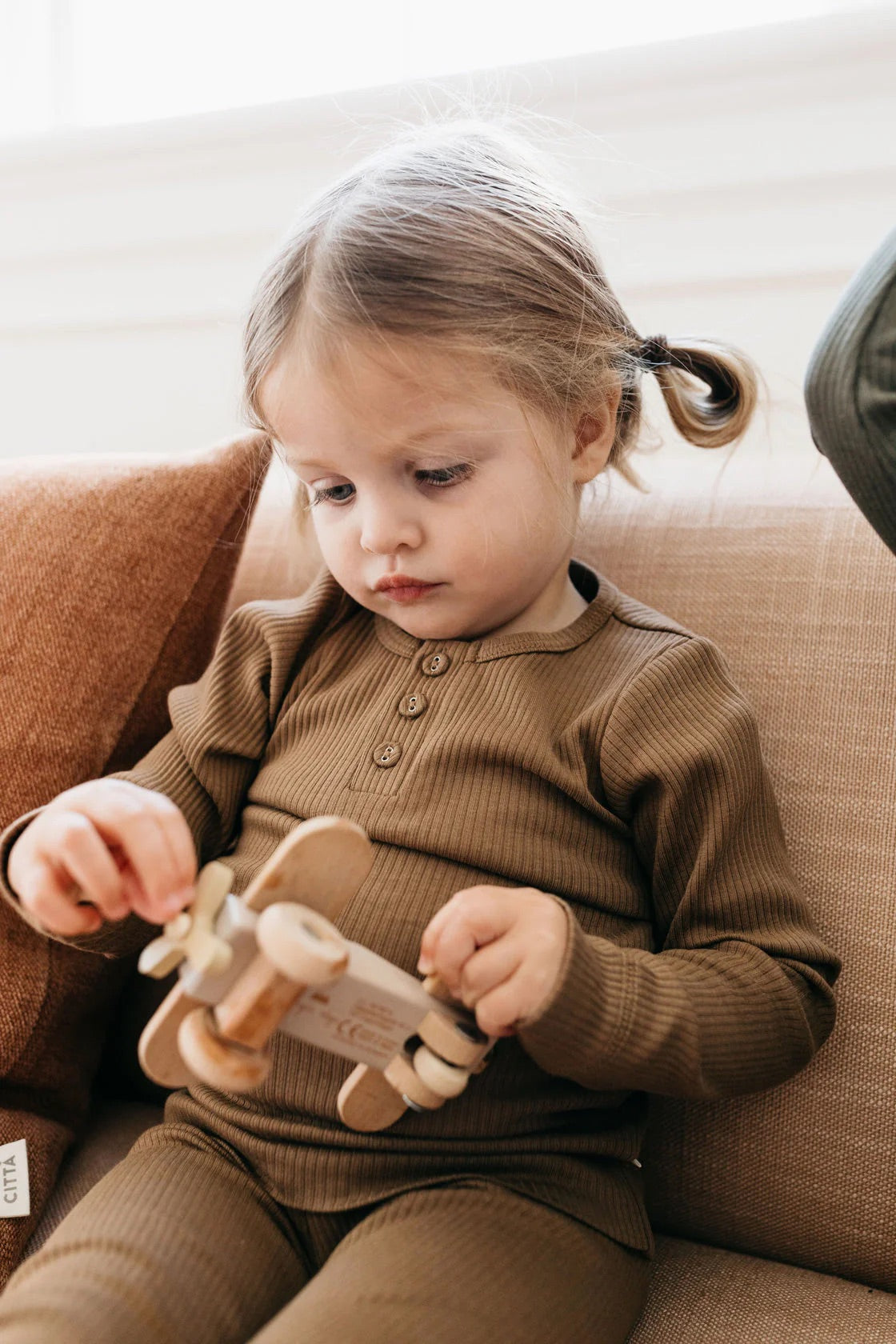Jamie Kay Organic Cotton Modal Long Sleeve Henley - Crème Caramel