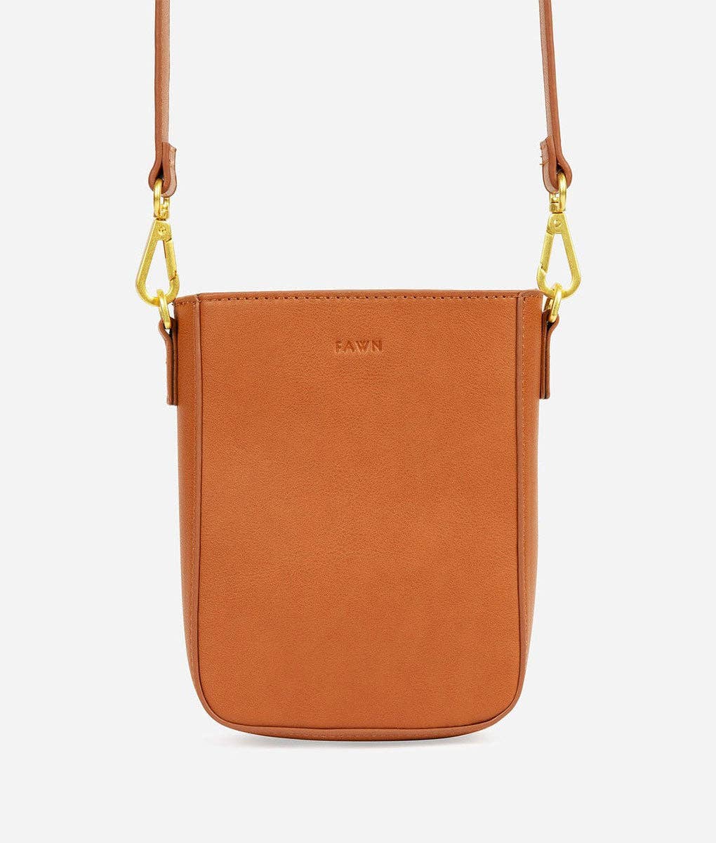 The Essential Crossbody Bag - Faux Leather Phone Bag - Brown
