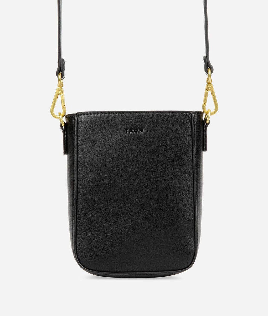 The Essential Crossbody Bag - Faux Leather Phone Bag - Black