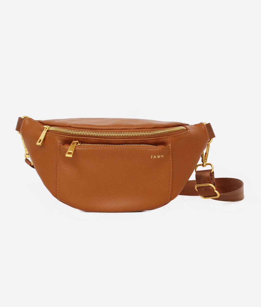 The Fawny Pack - Faux Leather Fanny Pack Crossbody Bag Brown