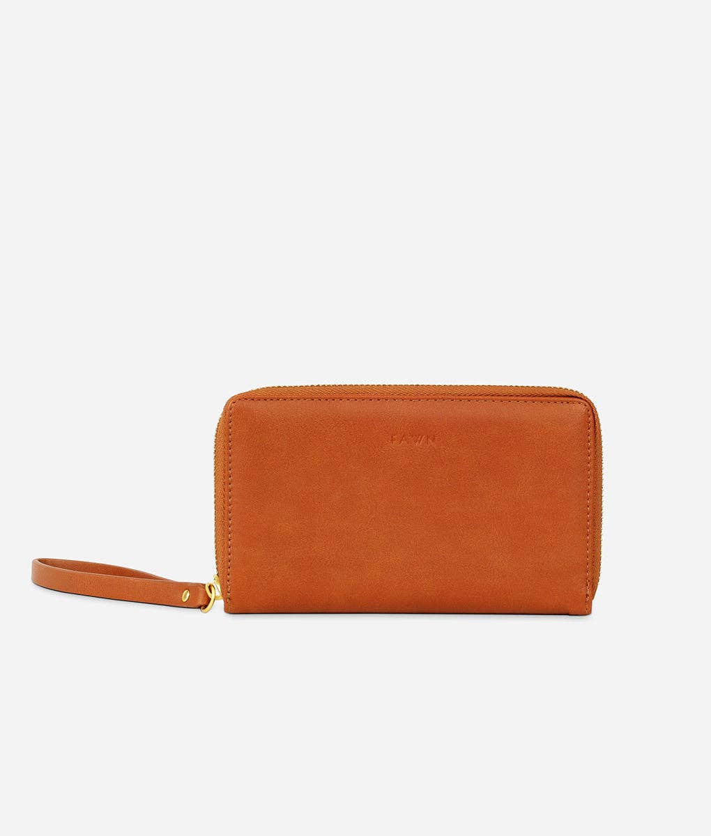 The Wallet - Faux Leather Women's Wristlet Wallet - Brown