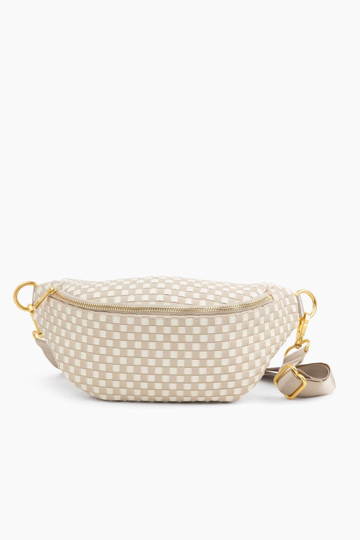 The Fawny Pack Woven Faux Leather Fanny Pack - Beige/White