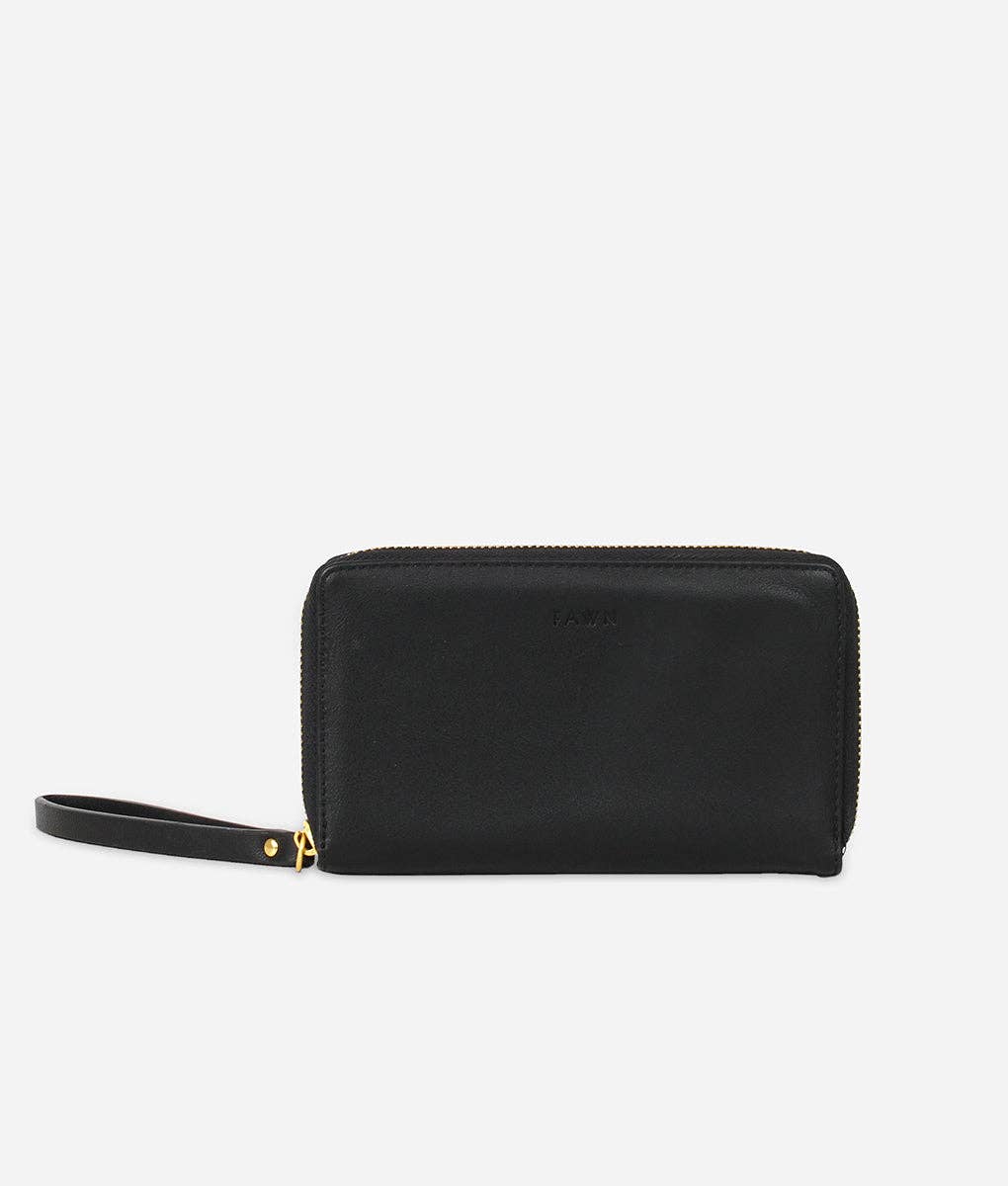 The Wallet - Faux Leather Women's Wristlet Wallet - Black