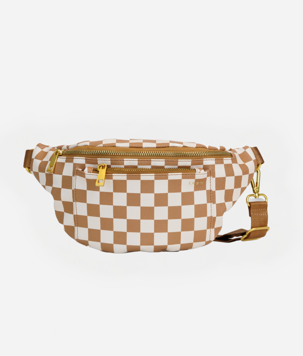 The Fawny Pack - Fanny Pack Crossbody Bag - Tan / Check
