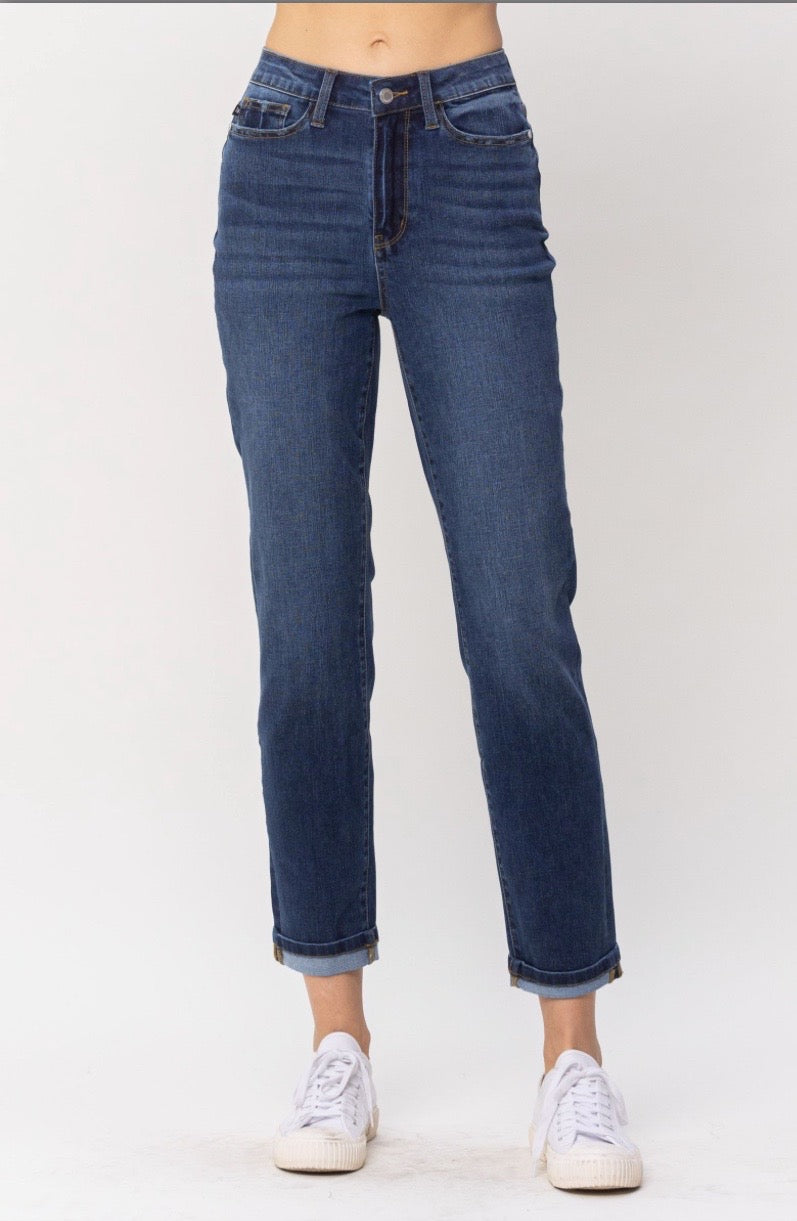 Judy Blue High Waist Cool Denim Cuffed Boyfriend