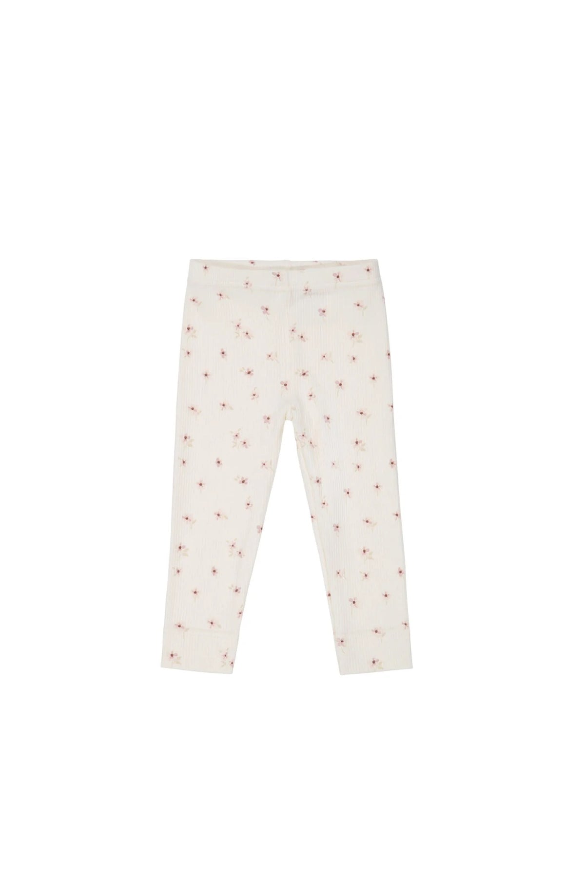 Jamie Kay Organic Cotton Fine Rib Legging - Simple Flowers Egret