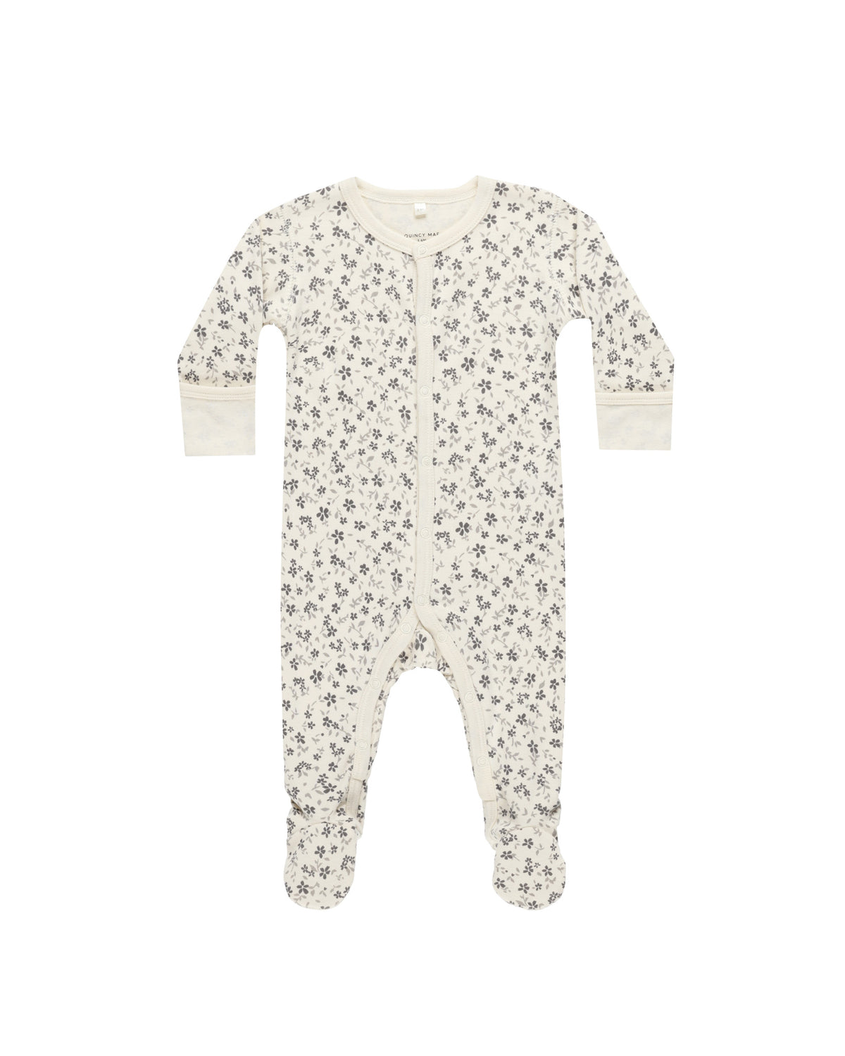 Quincy Mae FULL SNAP FOOTIE || BLUE FLORAL