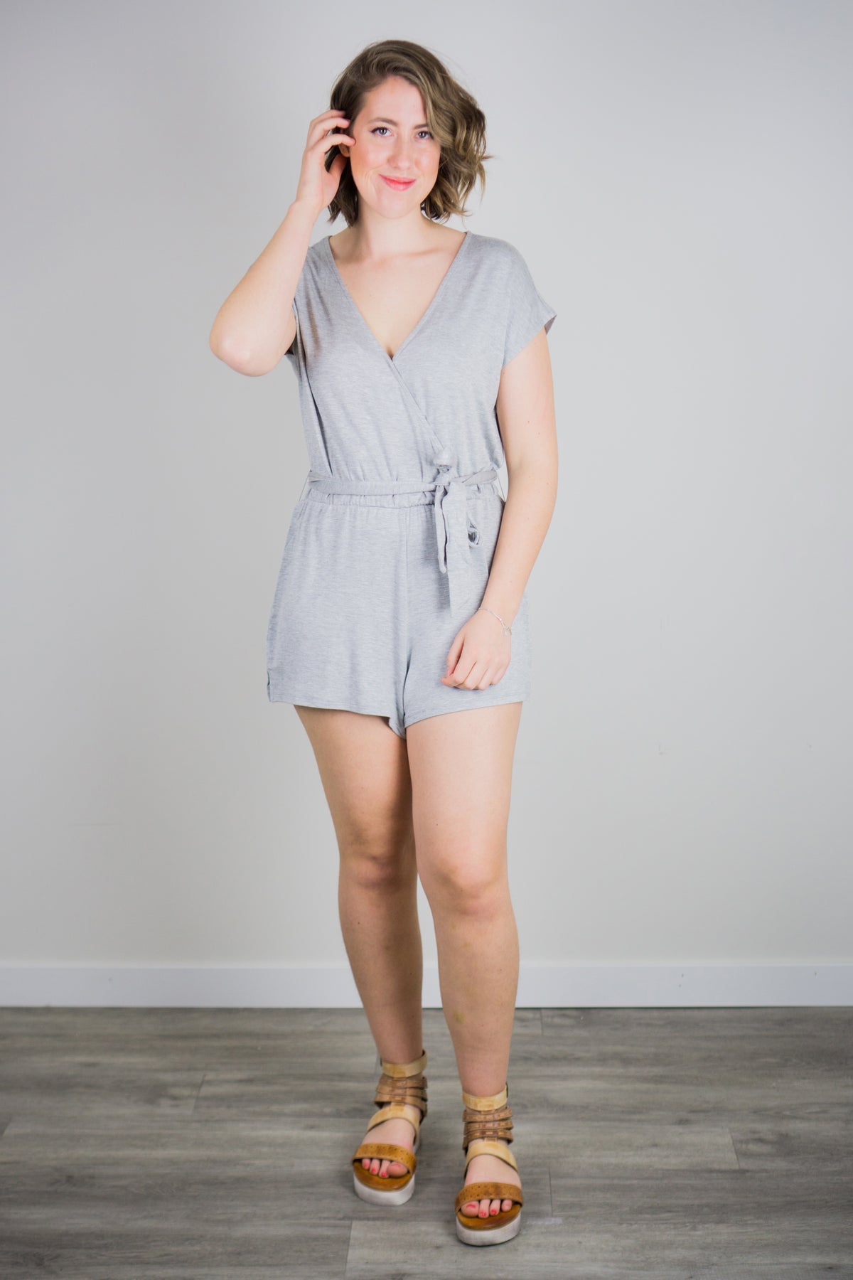Z Supply Claret Surplice Romper- Small hole in arm