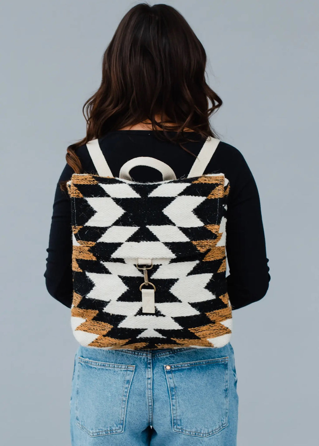 Black, White & Brown Aztec Backpack – Cultivate Family Shop display picture 3