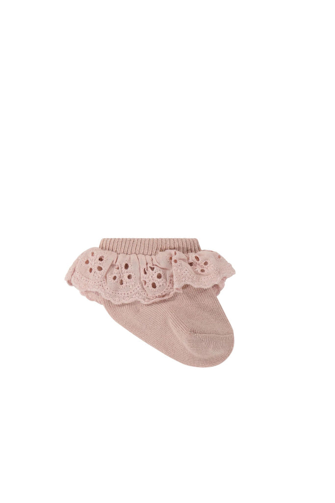 Frill Ankle Sock- Pink Sandstone