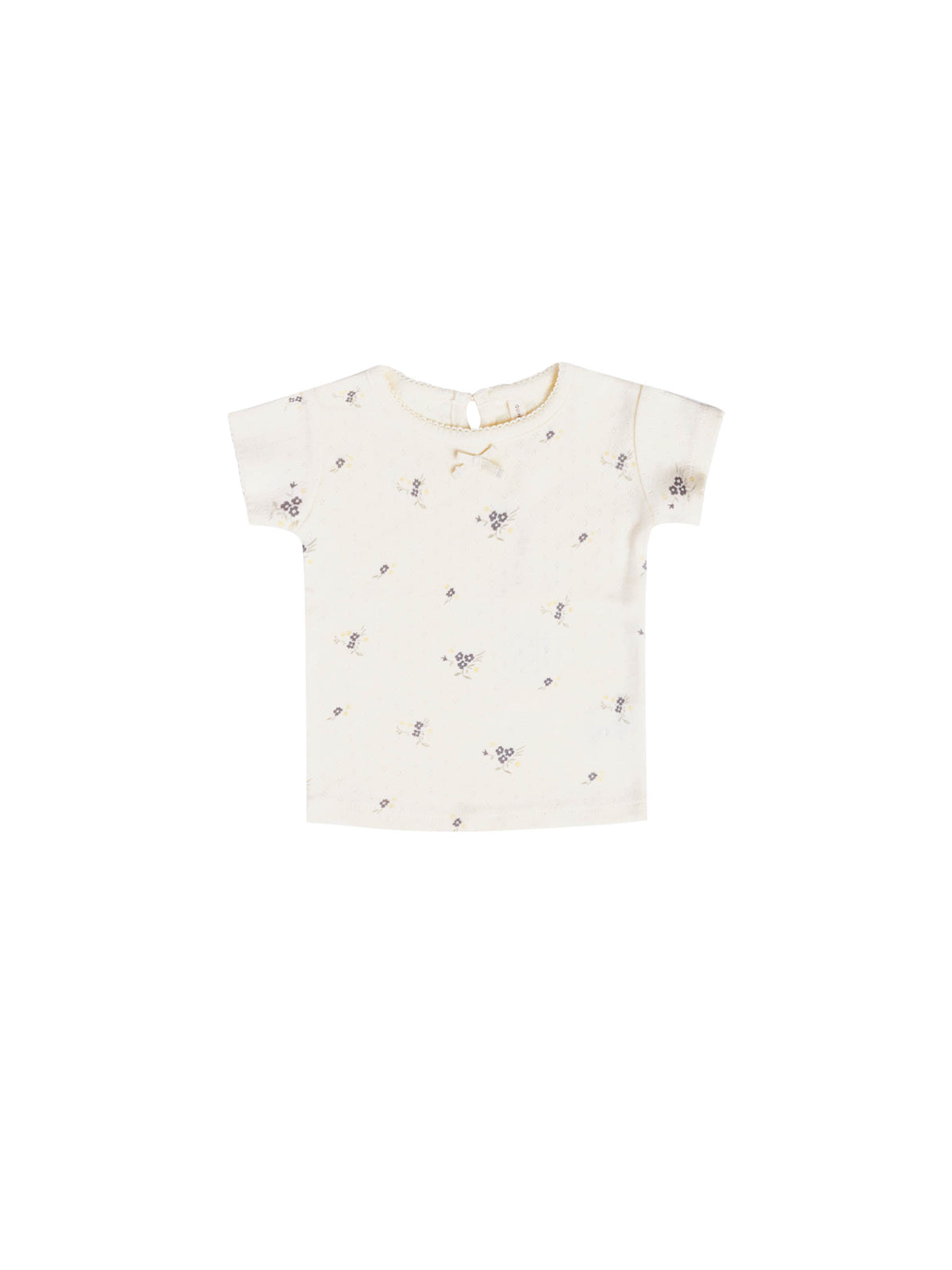 Quincy Mae Pointelle Tee- Ditsy Ocean