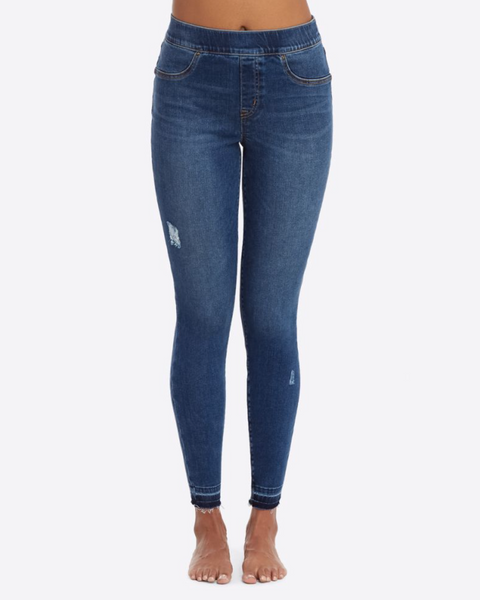 Spanx Distressed Ankle Skinny Jeans Medium Wash Blue Size M