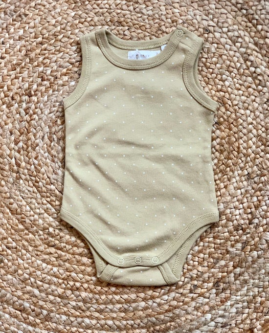 Jamie Kay Organic Cotton Singlet Bodysuit - Tiny Dots Fern