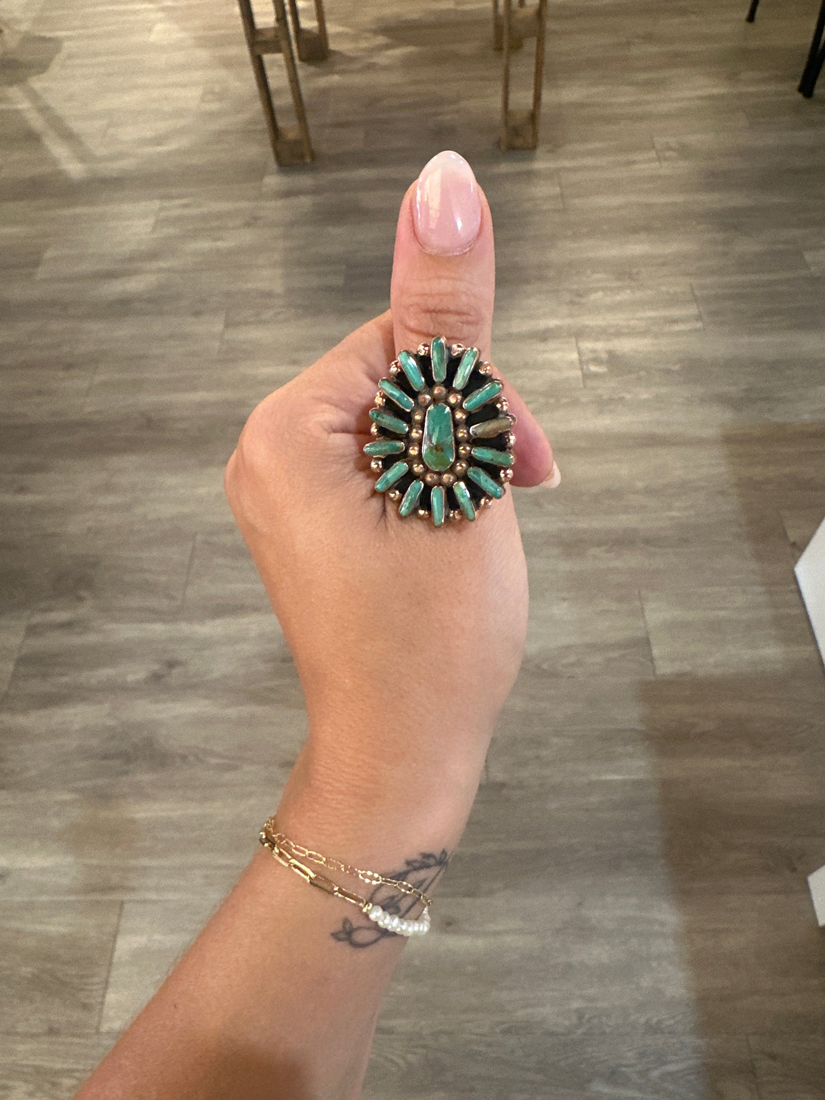 Copper Turquoise 1.5" Adjustable Ring