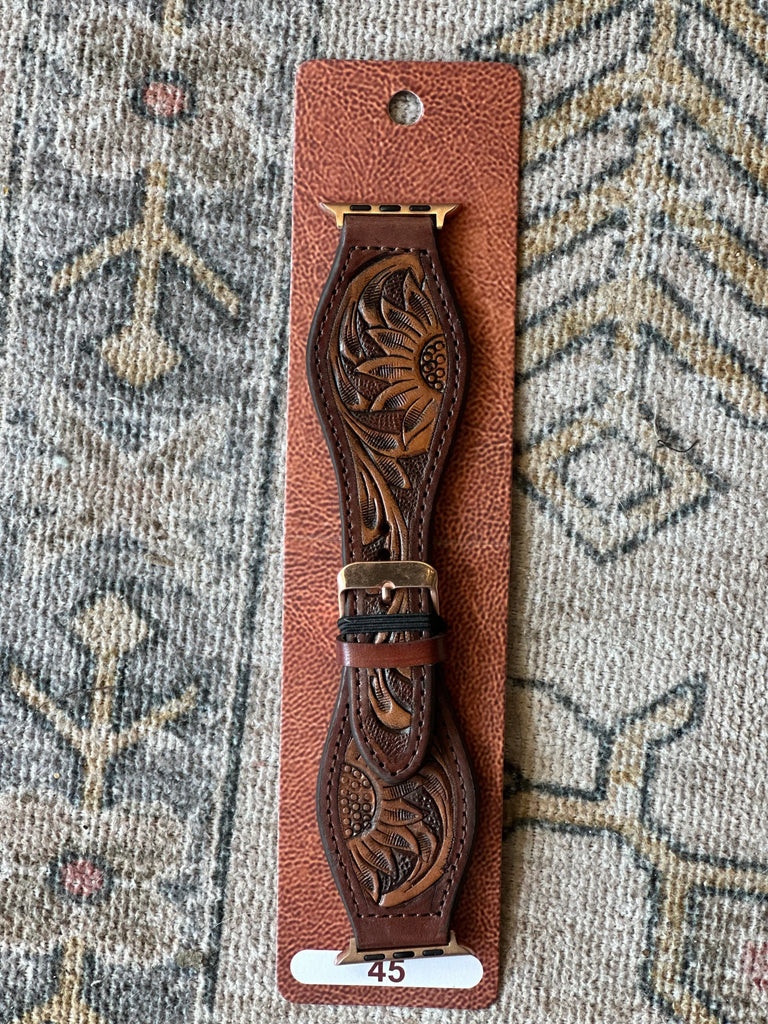 Tooled Leather Apple Watch Band
