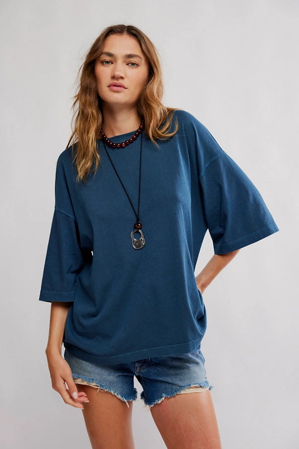 Free People Perfect Oversized Tee - Varsity Navy