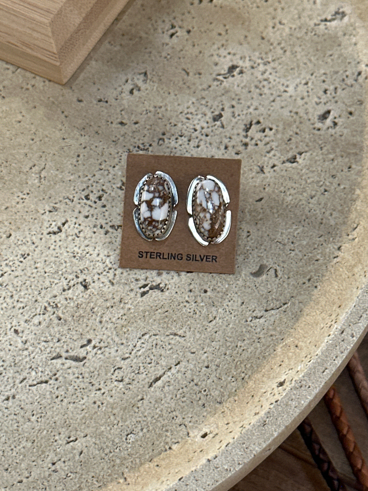 Oval Wild horse post earring