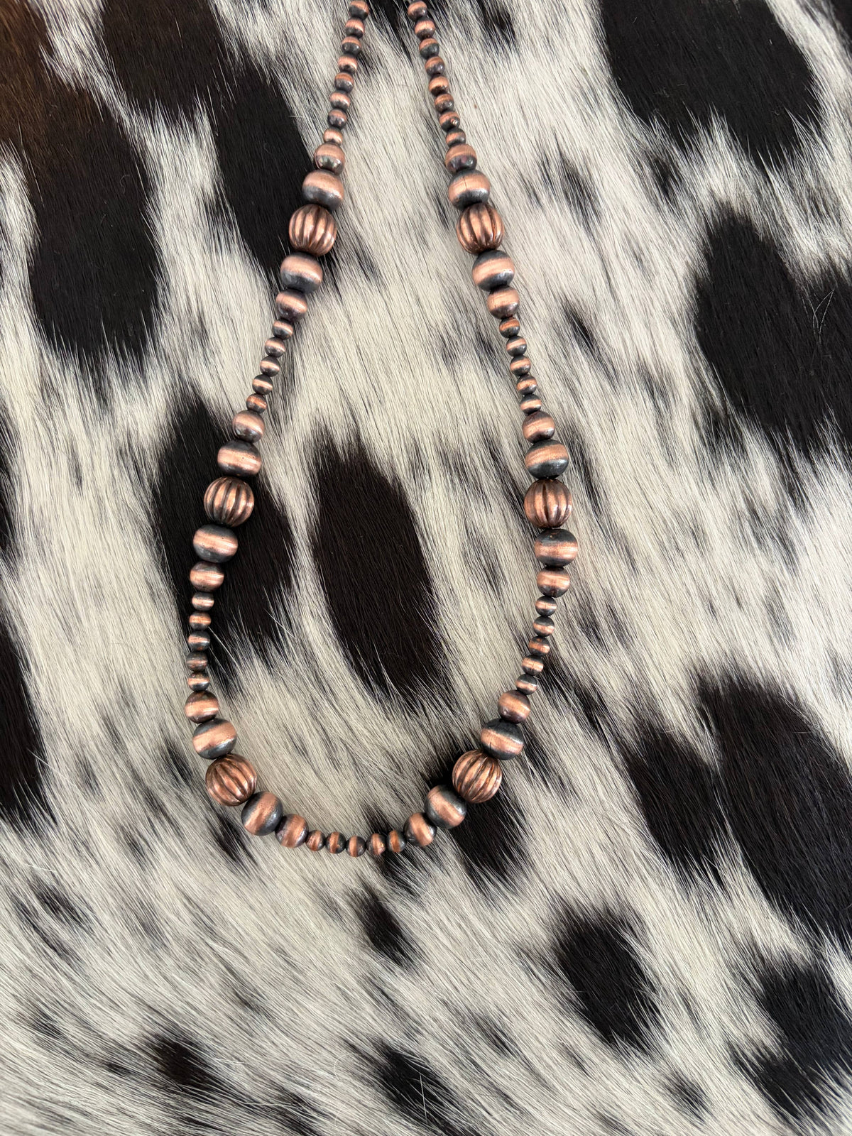 4/6/8mm Copper & 10mm Fluted Copper Pearl Necklace