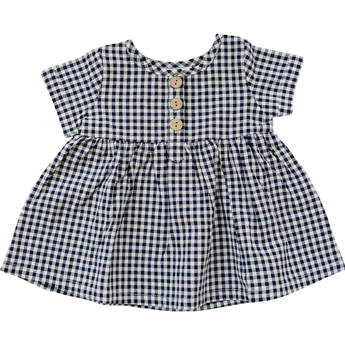 Mebie Baby Navy Gingham Linen Cotton Dress