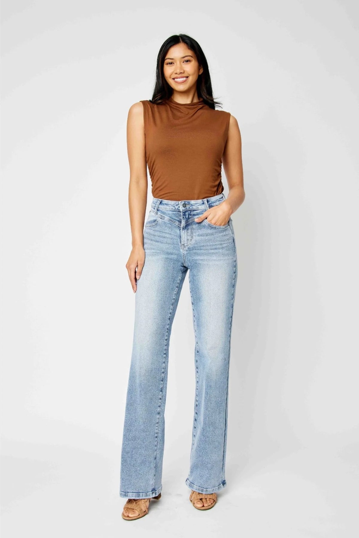 Judy Blue Front Yoke Retro Wide Leg Jean