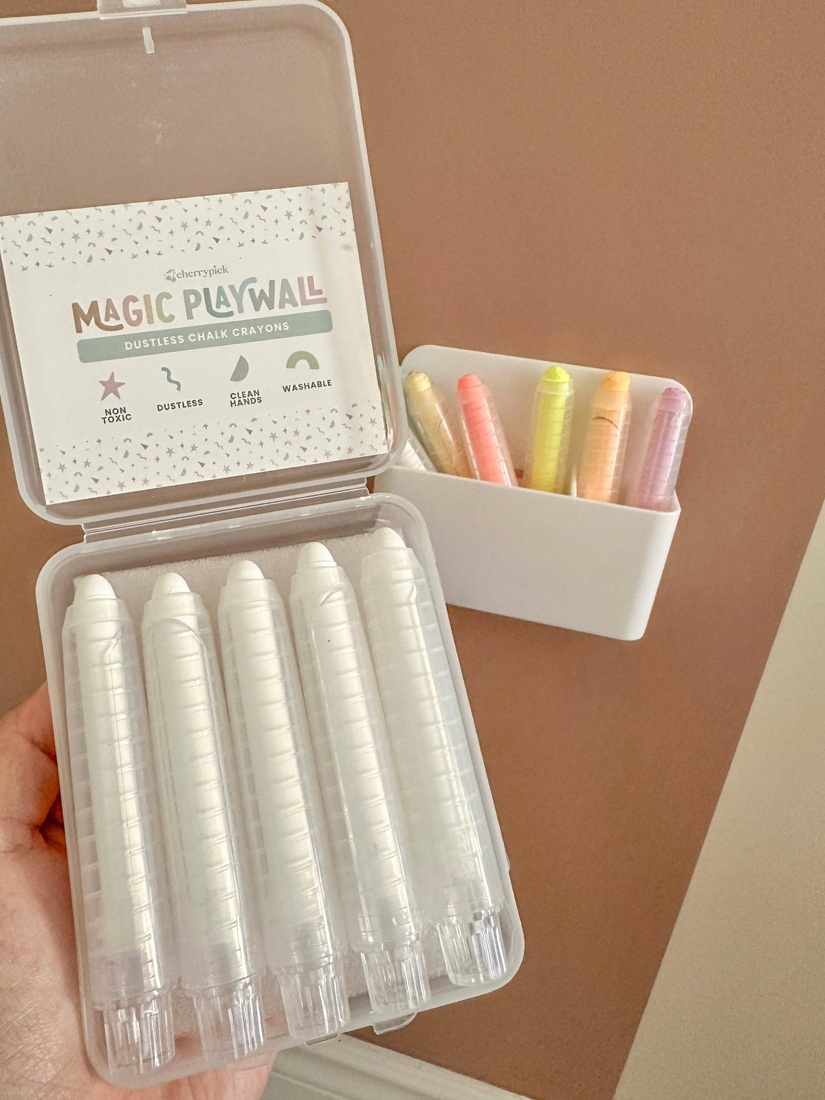 Dustless Chalk Crayons + Magnetic Holder Bundle for Magic Playwall