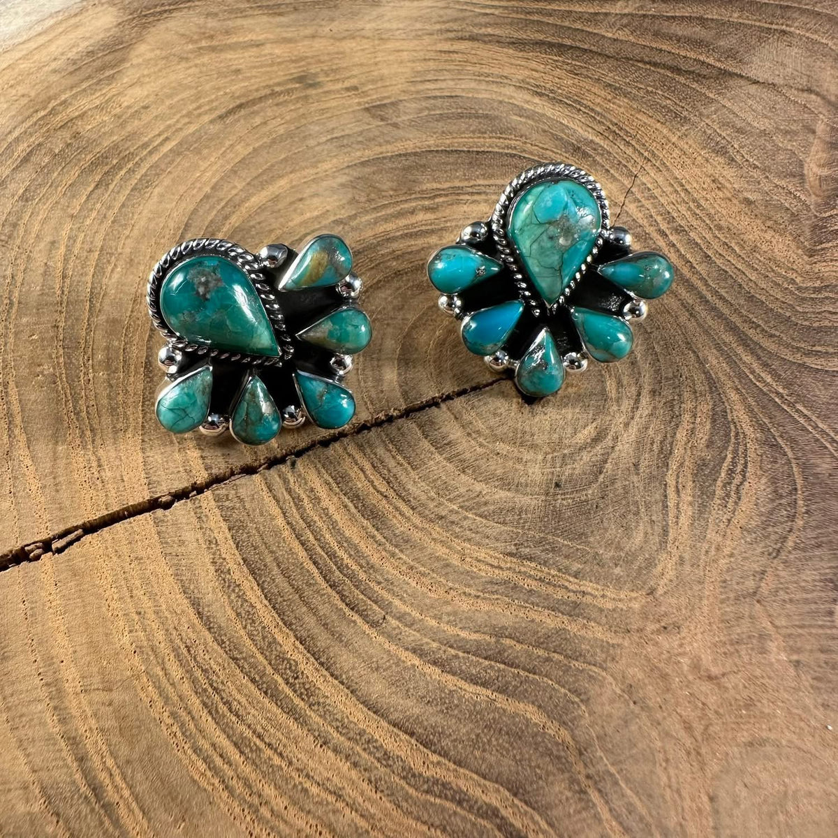 Turquoise Teardrop Cluster Post Earring