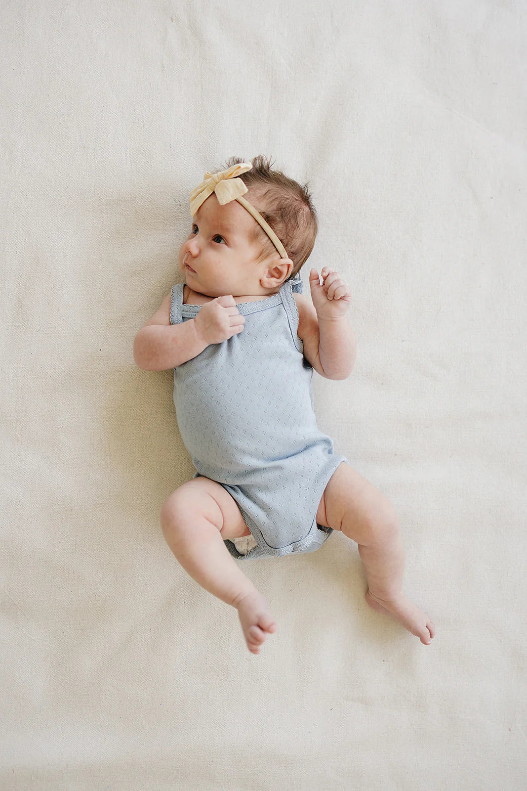 Mebie Baby Dusty Blue Pointelle Tank Bodysuit