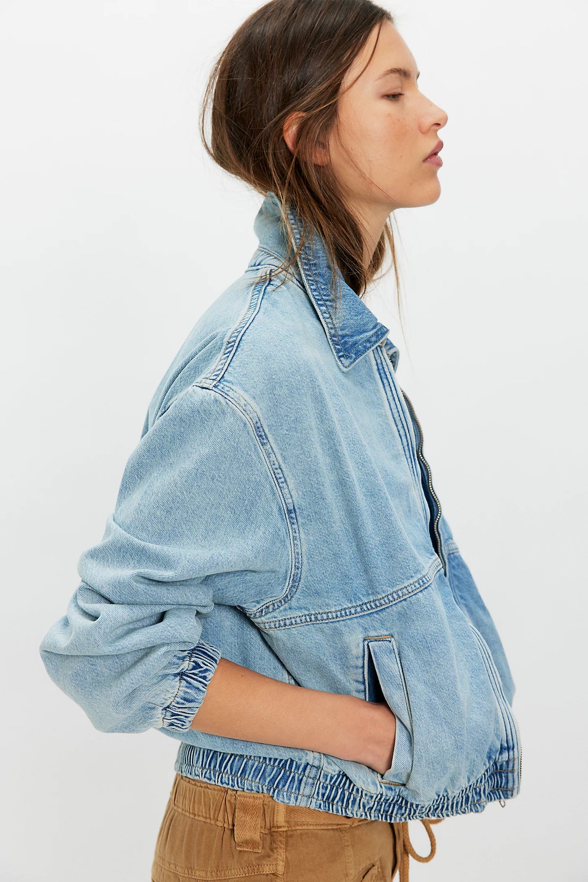 Free People BIRDIE DENIM JACKET- Mockingbird