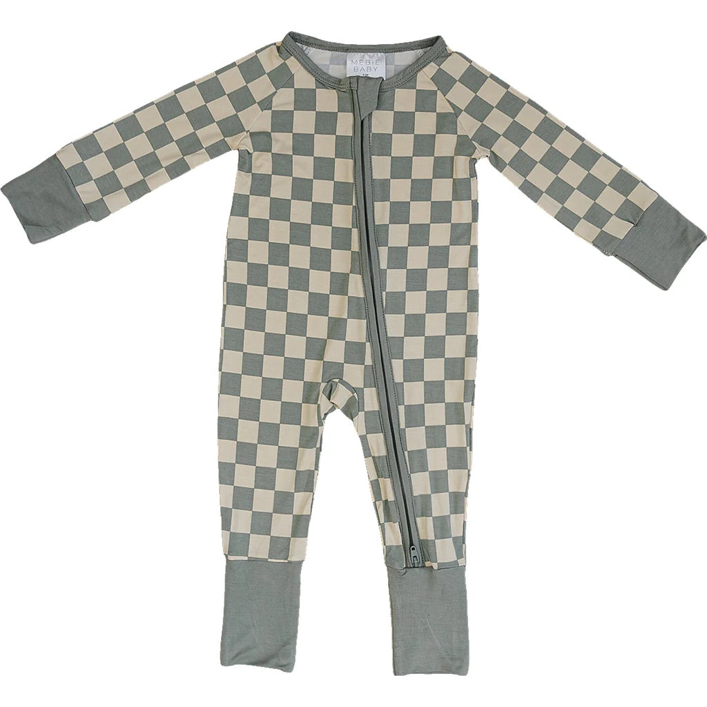 Mebie Baby Light Green Checkered Bamboo Zipper