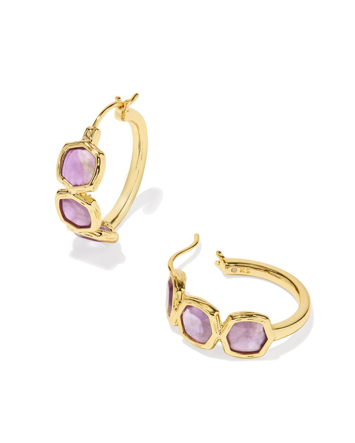 Kendra Scott Maura Hoop GOLD DARK PURPLE AMETHYST