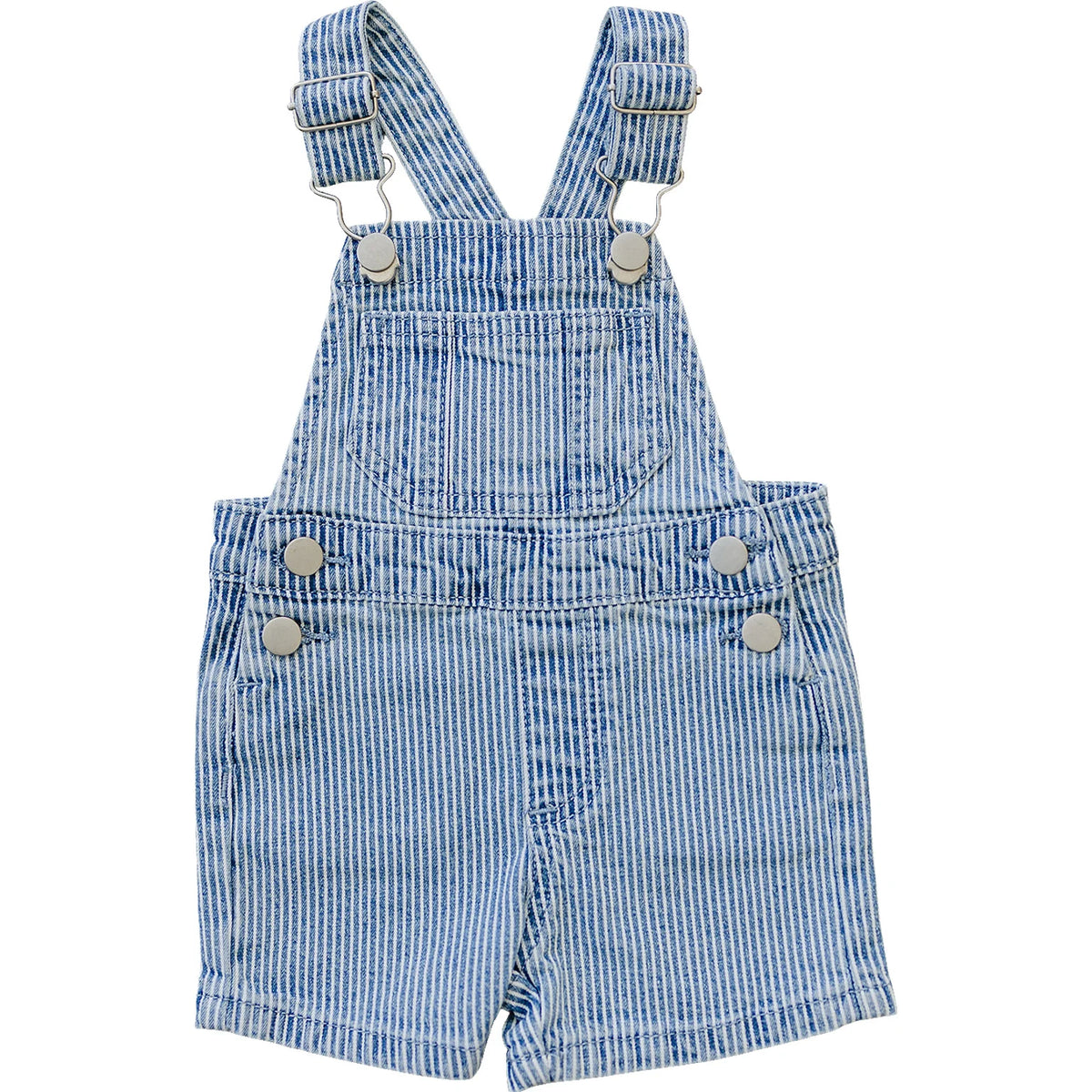 Mebie Baby Blue Stripe Short Overalls