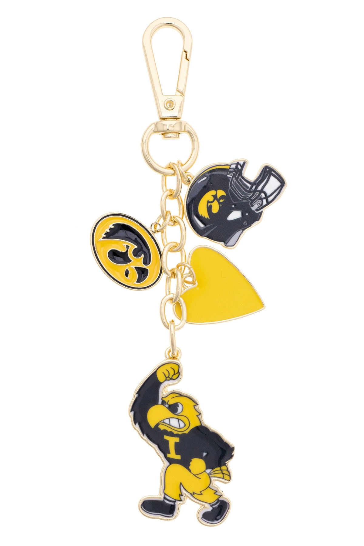 Iowa Hawkeyes Heart Cluster Bag Charm