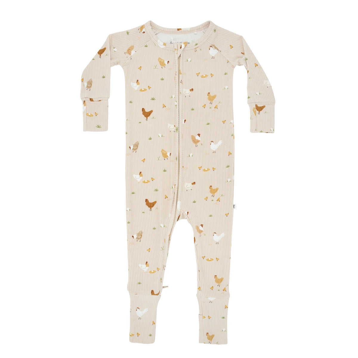 Brave Little Ones Chickens Small Ribbed Zip Romper