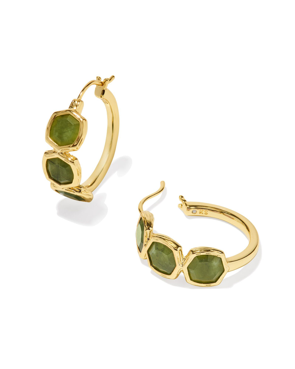 Kendra Scott Maura Hoop Earrings GOLD SAGE SERPENTINE