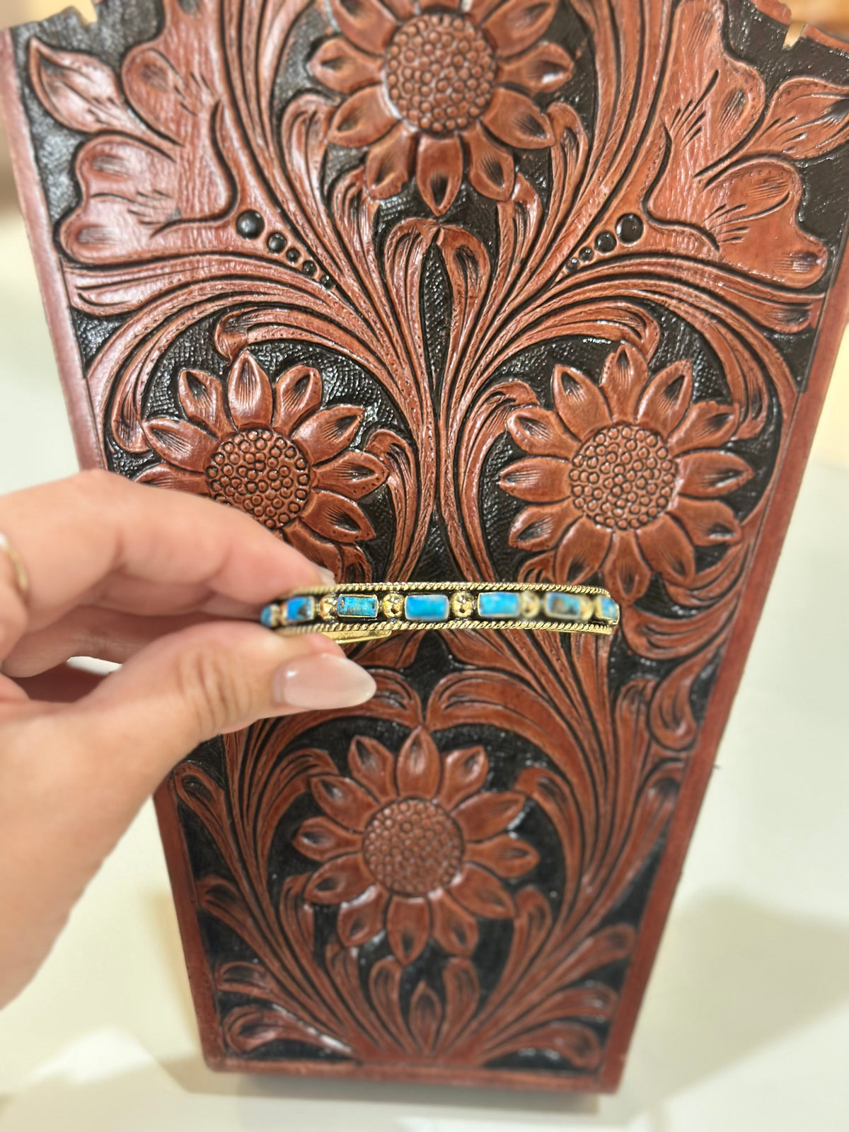 Brass Turquoise Chicklet Cuff