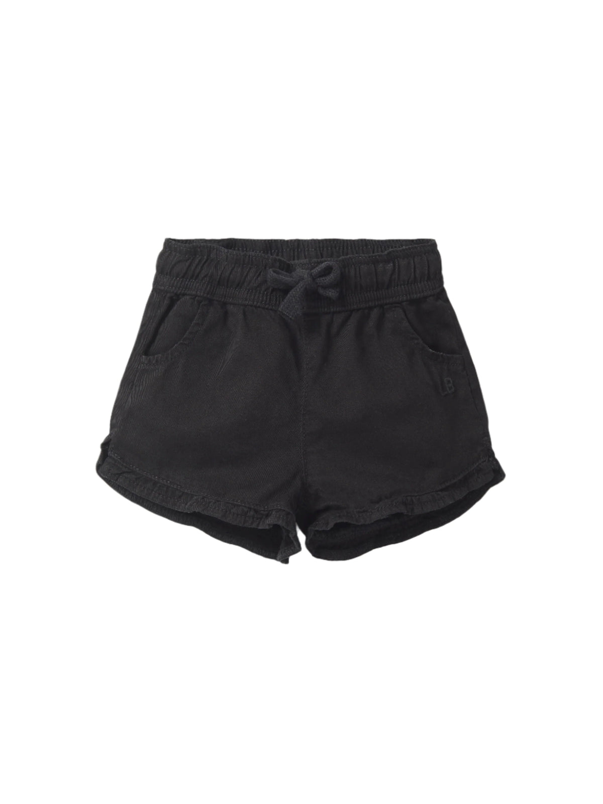 Little Bipsy Ruffle Cotton Twill Short - Black