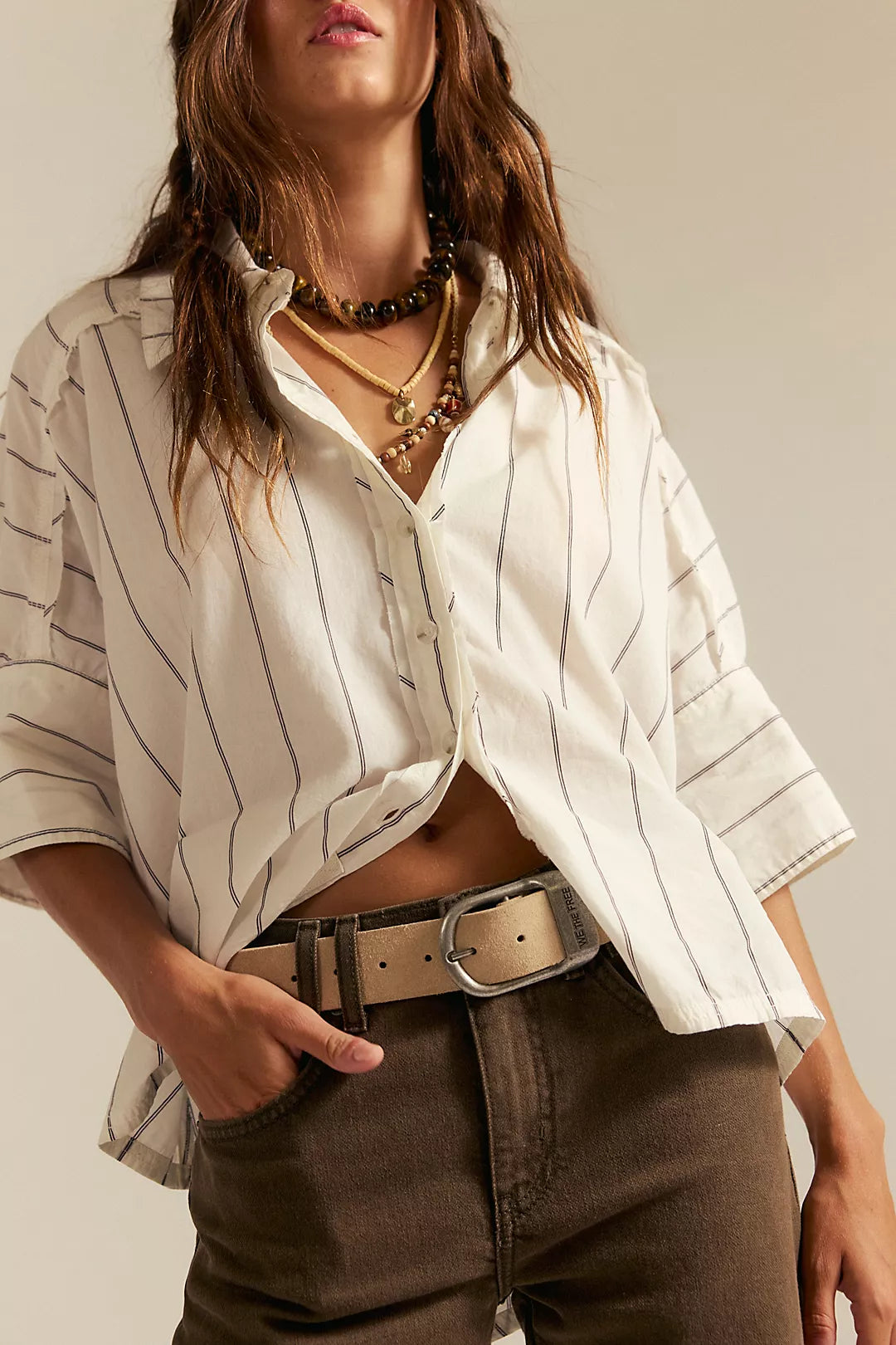 Free People We The Free Seaside Cotton Stripe Shirt