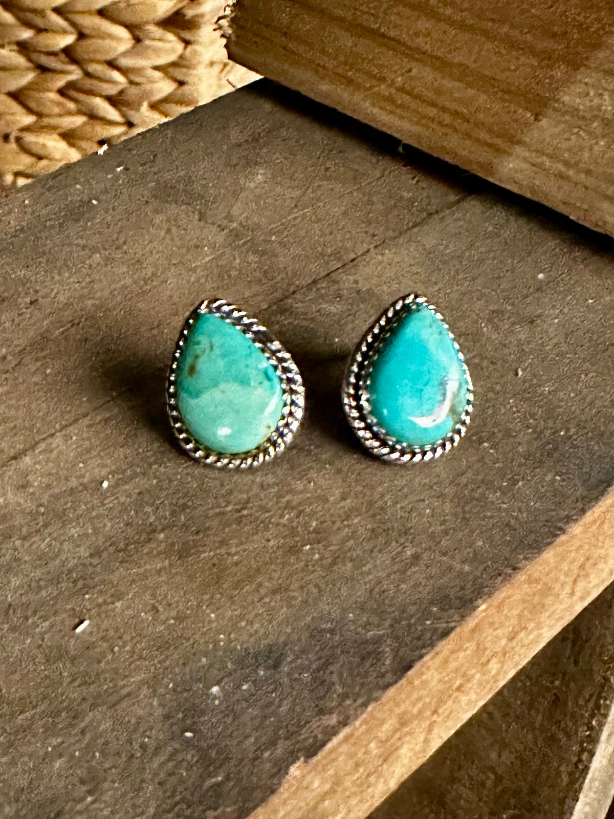 Teardrop Kingman Stud Earrings