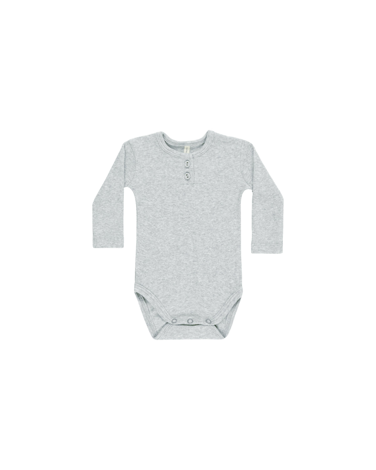 Quincy Mae RIBBED LONG SLEEVE ONESIE || DUSTY BLUE