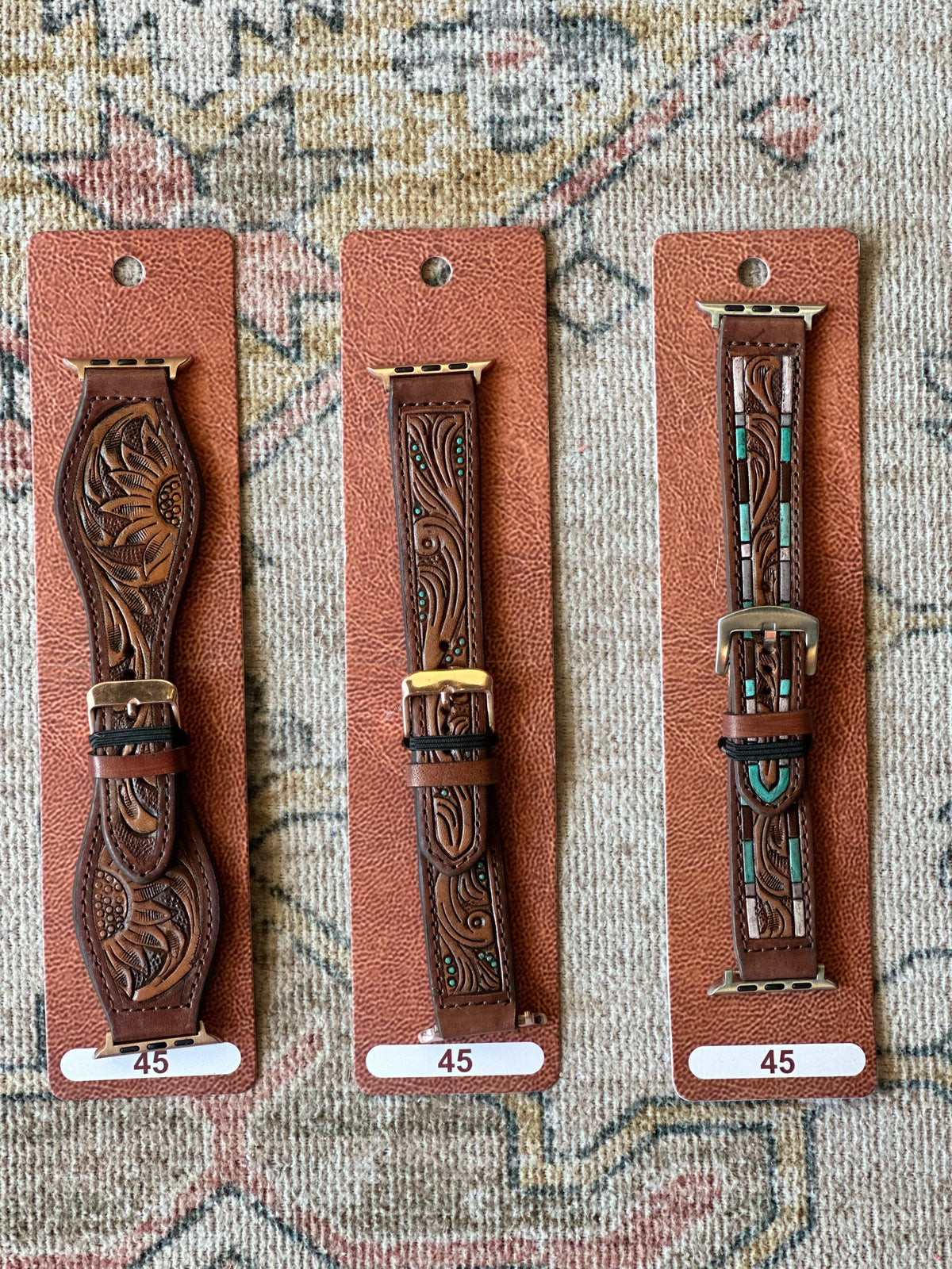 Tooled Leather Apple Watch Band