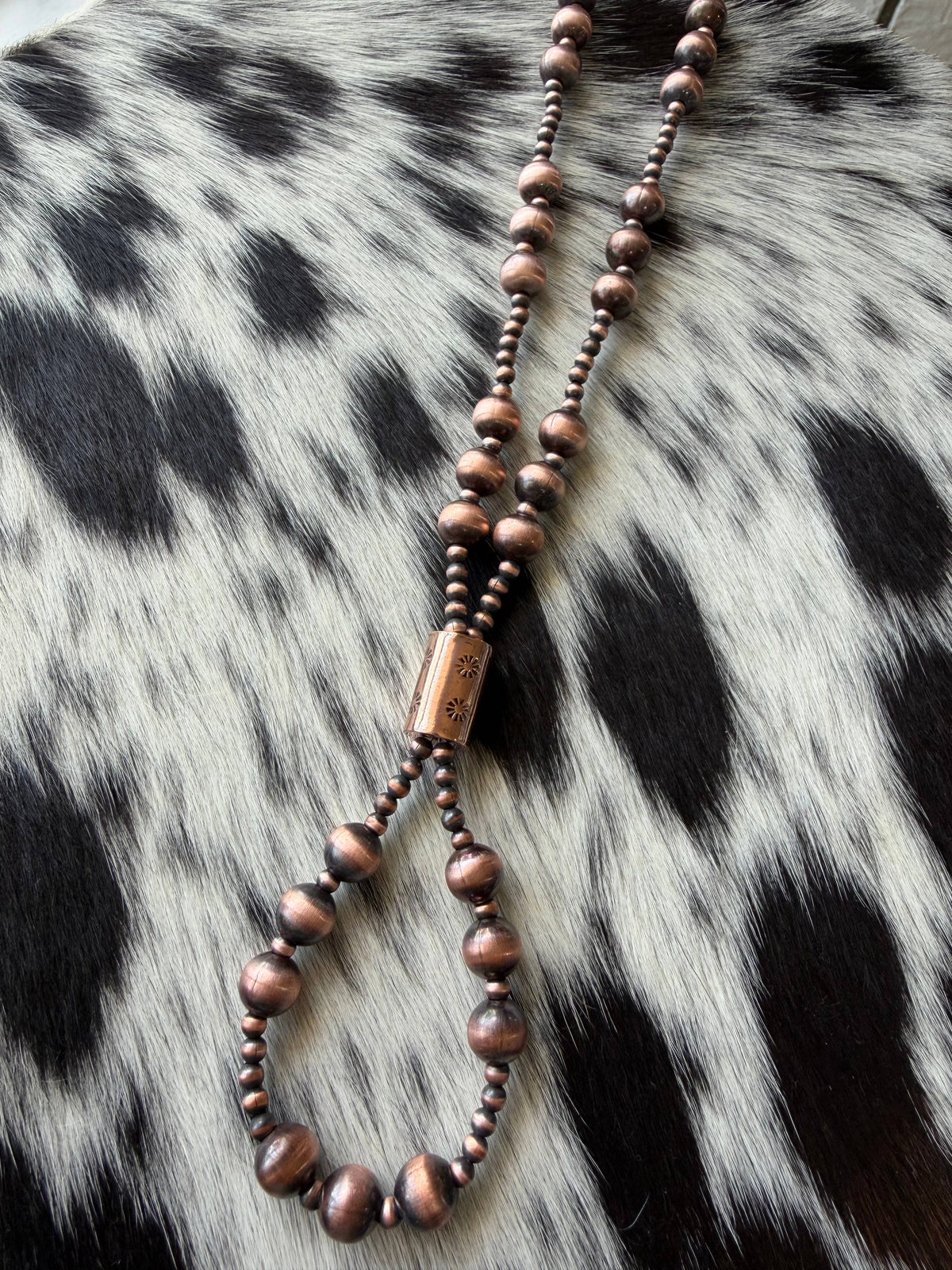 Copper Barrel Bead Lasso Necklace