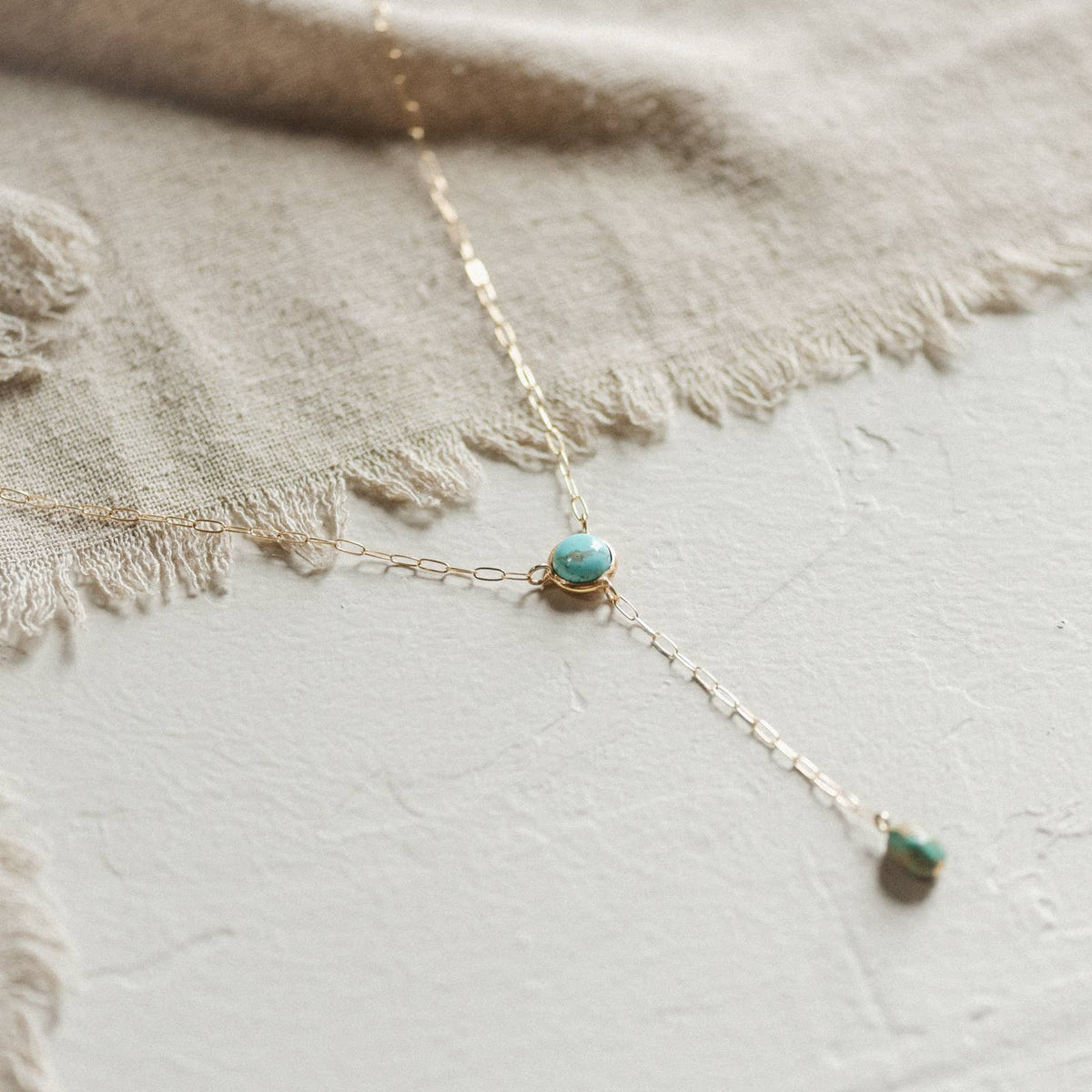 Lariat Necklace // Turquoise // Demi-Fine Gold