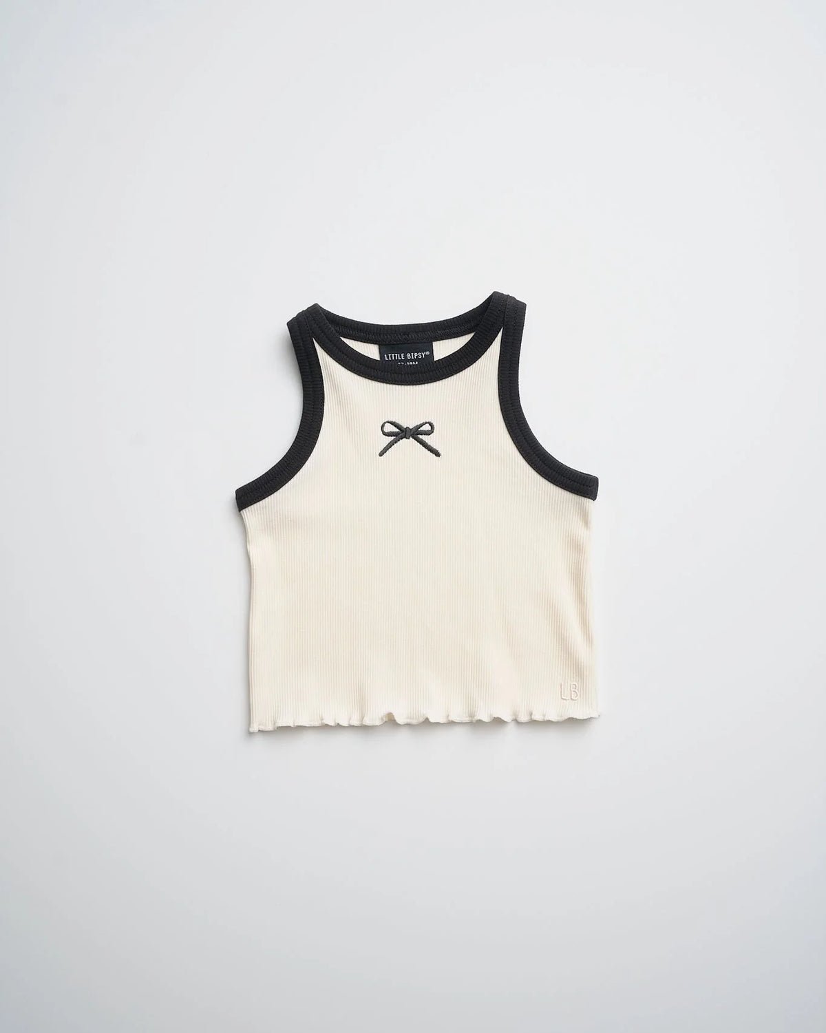 Little Bispy Bow Ribbed Tank - Vanilla