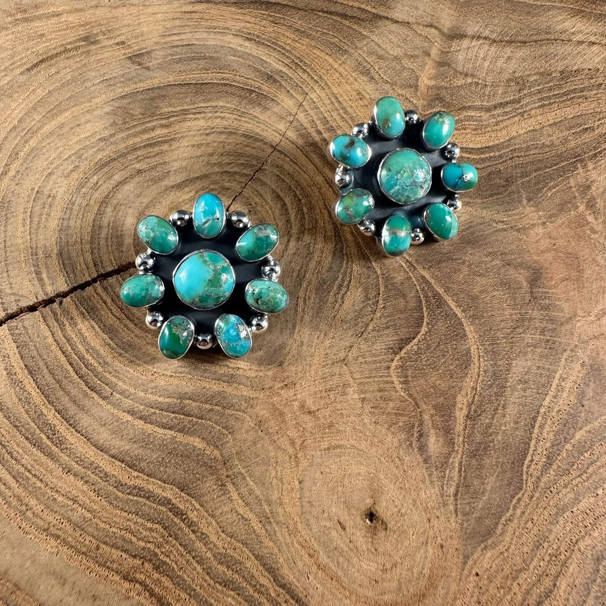 Turquoise 1" Irregular Cluster Post Earring