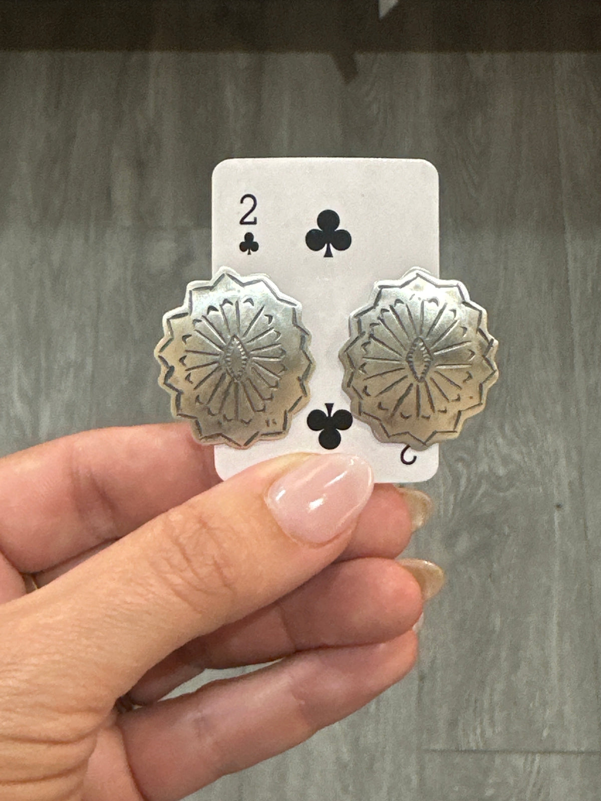Small Matte Concho Post Earring