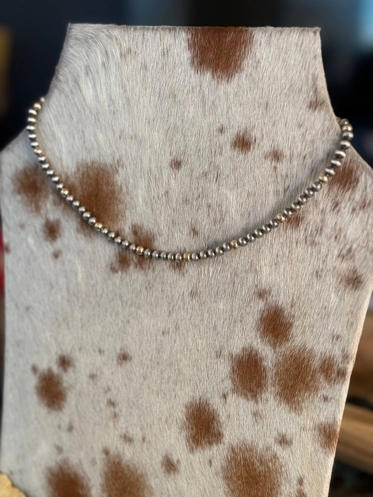 #058- Sterling Pearl/Gold Filled Bead Mixed Metals Necklace