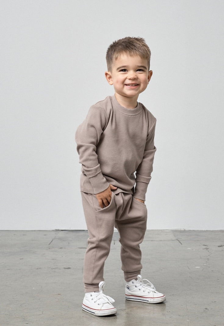 Little Bipsy-RIBBED JOGGER - MUSHROOM