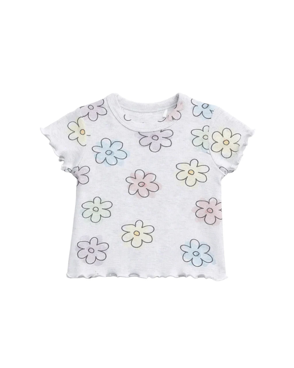 Little Bipsy Ribbed Lettuce Trim Tee - Daisy Dreams