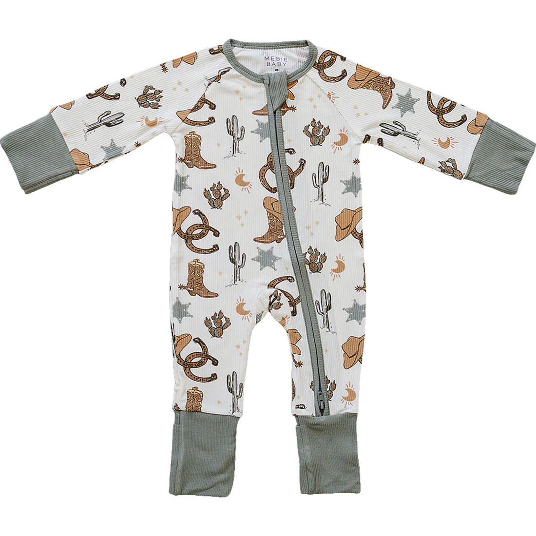 Mebie Baby Outlaw Cowboy Ribbed Bamboo Zipper