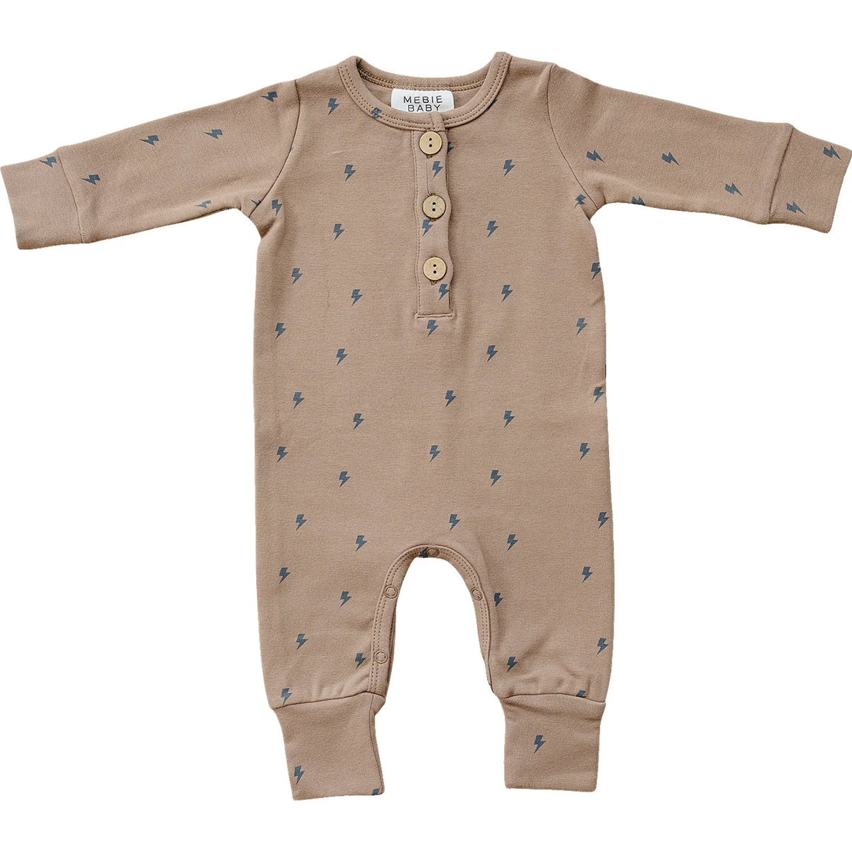 Mebie Baby Lightening Bolt Long Sleeve Button Romper